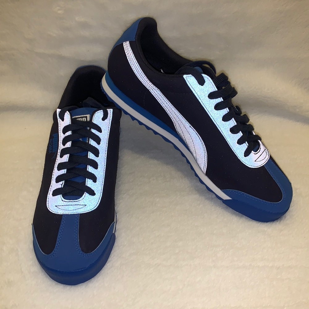 Puma Men’s Roma NBK Reflective Shoes Size 10.5 Peacoat-Strong Blue New W/Box
